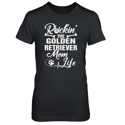 Rockin The Golden Retriever Mom Life-T-Shirt & Tank Top-Women's T-Shirt-Black