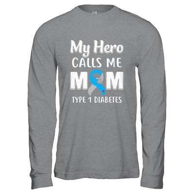 Son Daughter My Hero Calls Me Mom T1D Type1 Diabetes-T-Shirt & Hoodie-Long Sleeve T-Shirt-Sport Grey