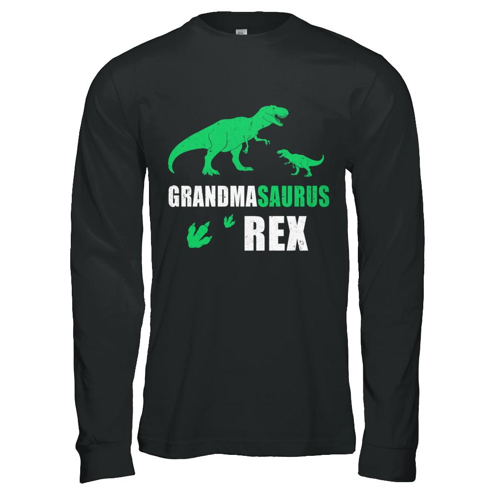 Dinosaur T-Rex Grandmasaurus Grandma Saurus Mothers Day-T-Shirt & Hoodie-Long Sleeve T-Shirt-Black