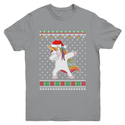 Dabbing Tangled Lights Ugly Christmas Sweater Girls Youth-Youth Shirt-Youth T-Shirt-Sport Grey