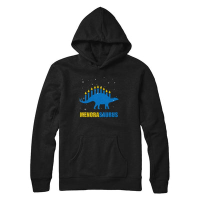 Funny Hanukkah Dinosaur Menorah Stegosaurus Menorasaurus-T-Shirt & Sweatshirt-Pullover Hoodie-Black