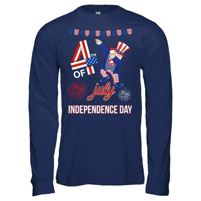 Funny Dabbing Uncle Independence Day 4Th Of July-T-Shirt & Hoodie-Long Sleeve T-Shirt-Navy