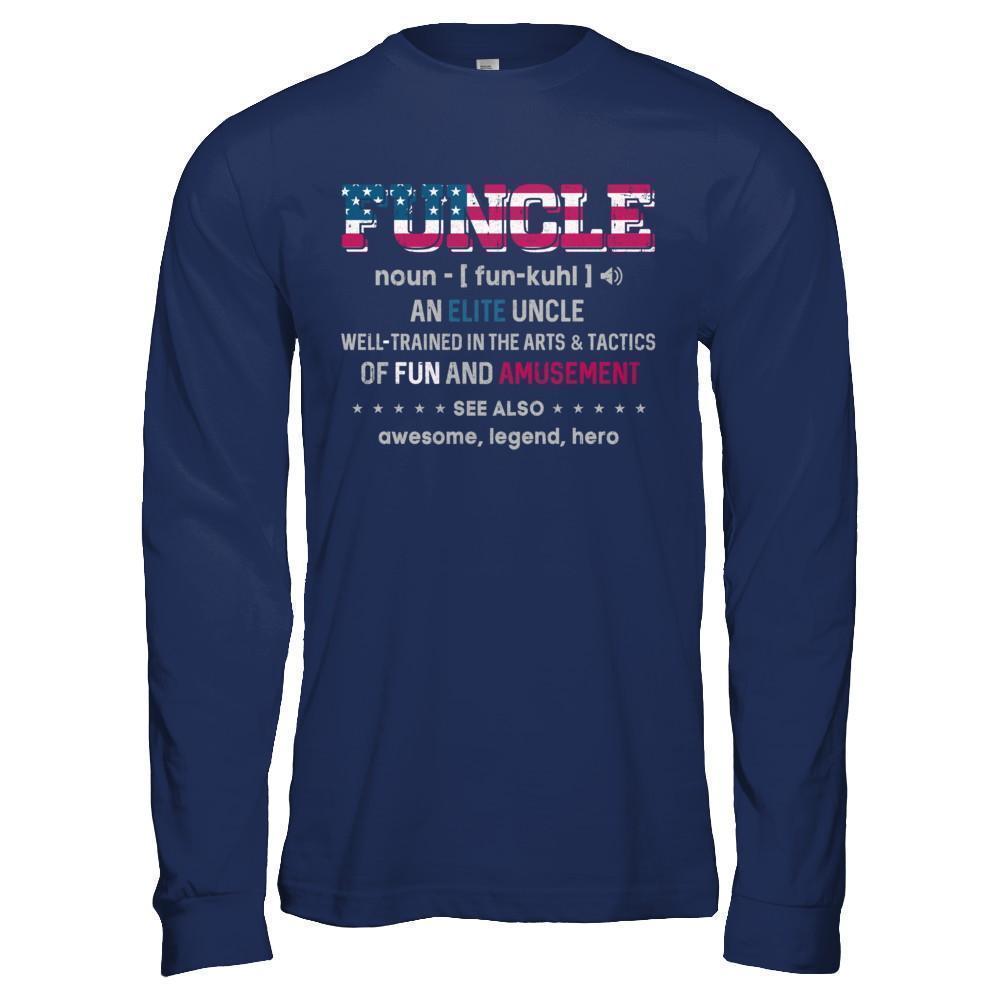 Veteran Funcle Fun Uncle Definition Military-T-Shirt & Hoodie-Long Sleeve T-Shirt-Navy