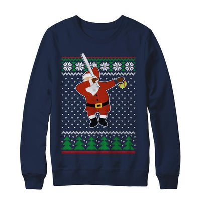 Dabbing Santa Softball Ugly Sweater Christmas-T-Shirt & Sweatshirt-Crewneck Sweatshirt-Navy