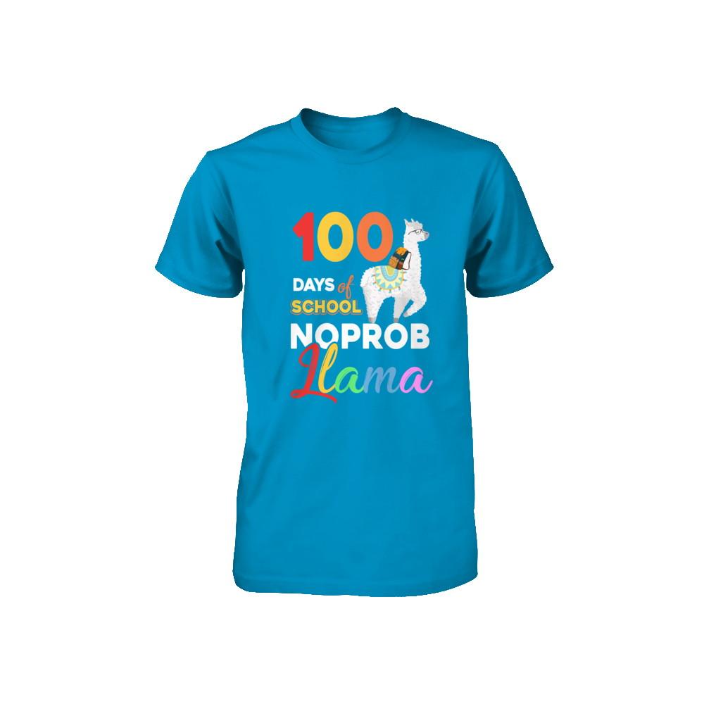 100 Days Of School Shirt Cute No Probllama Llama Youth-Youth Shirt-