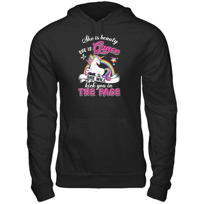 She Is Beauty She Is Grace She'll Kick You In The Face-T-Shirt & Tank Top-Pullover Hoodie-Black