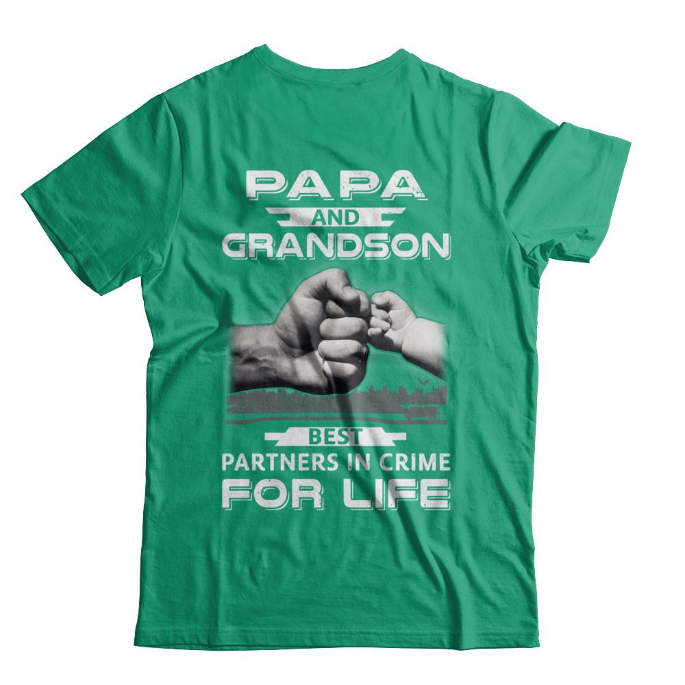 Papa And Grandson Best Partners In Crime For Life-T-Shirt & Hoodie-Classic T-Shirt-Kelly Green