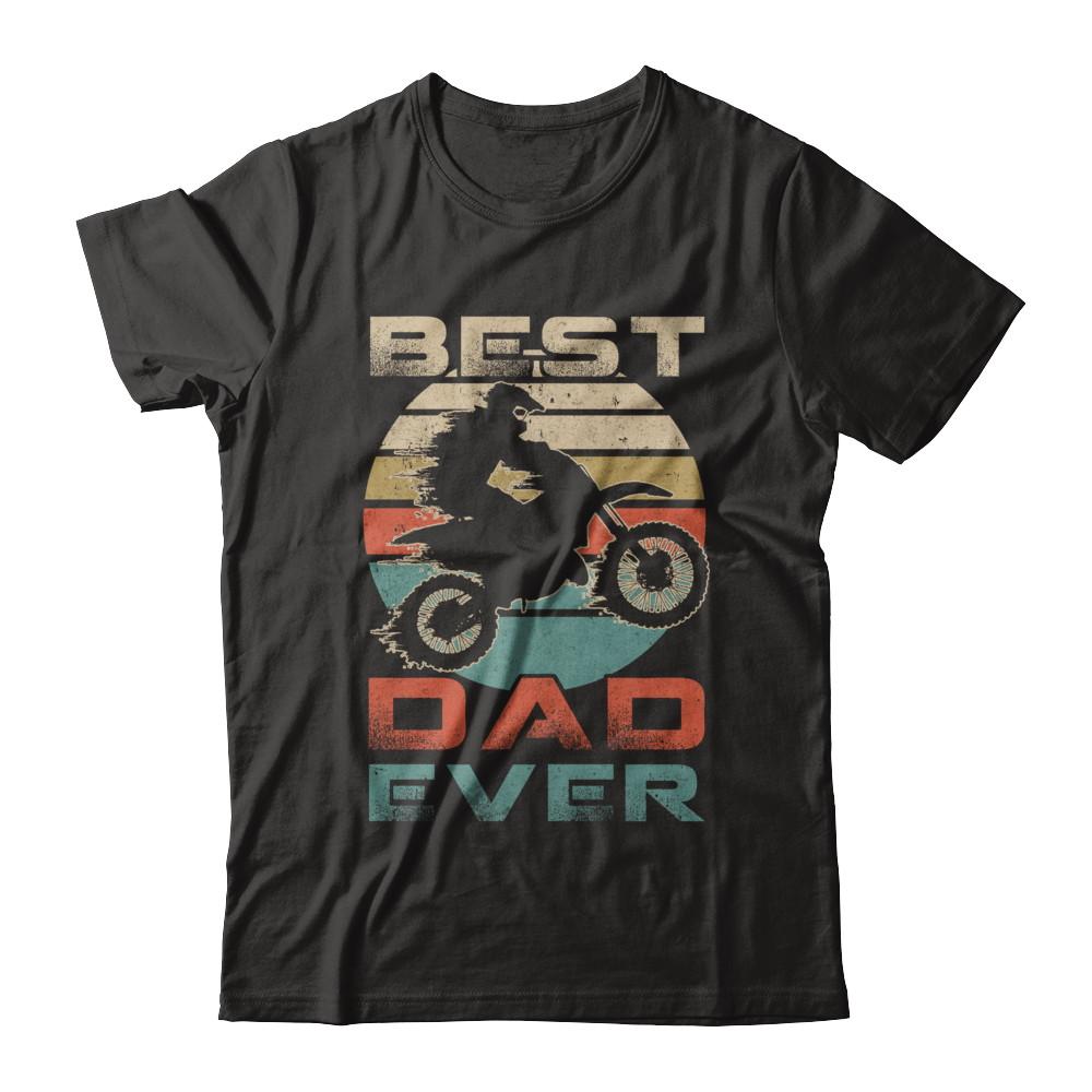 Vintage Best Motocross Dad Ever Gift Father's Day-T-Shirt & Hoodie-Classic T-Shirt-Black