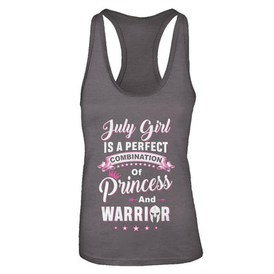 July Girl Is Perfect Princess Warrior Birthday Gift-T-Shirt & Tank Top-Women's Ideal Racerback Tank-Dark Grey