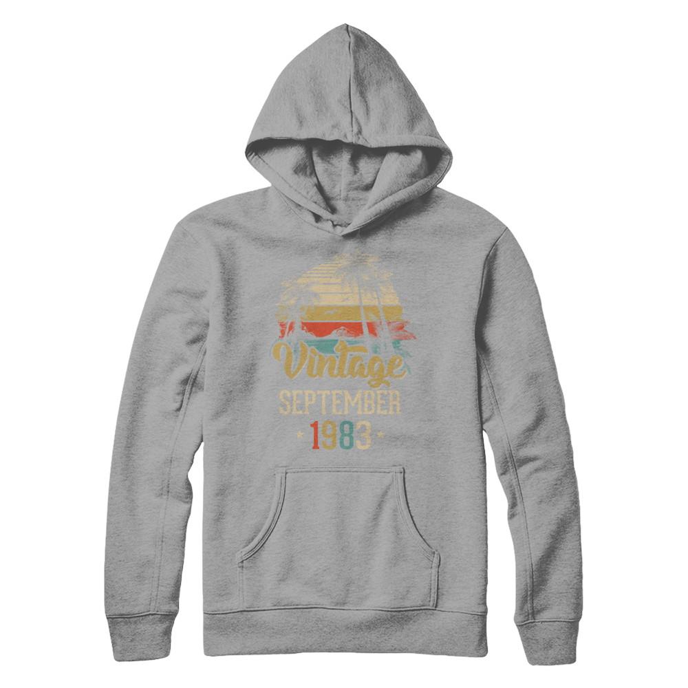 Retro Classic Vintage September 1983 38th Birthday Gift-T-Shirt & Hoodie-Pullover Hoodie-Light Steel