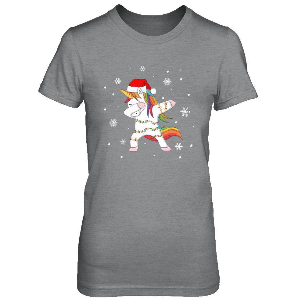 Dabbing Unicorn Ugly Christmas Sweater Girls-T-Shirt & Sweatshirt-Women's T-Shirt-Sport Grey