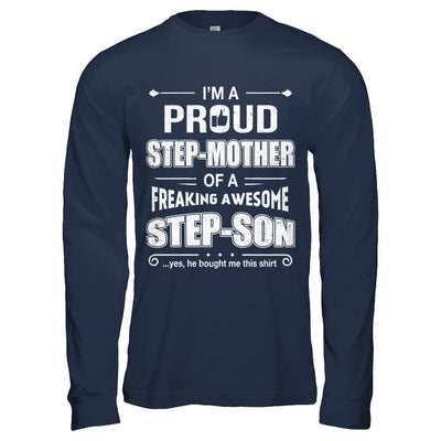 I'm A Proud Step-Mom Of Awesome Step-Son Mothers Day-T-Shirt & Hoodie-Long Sleeve T-Shirt-Navy