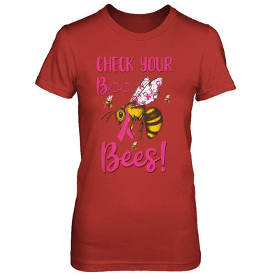 Check Your Boo Bees Funny Breast Cancer-T-Shirt & Hoodie-Women's T-Shirt-Red