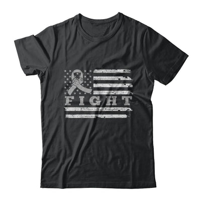 Fight Gray Ribbon US Flag Brain Cancer Awareness-T-Shirt & Hoodie-Classic T-Shirt-Black