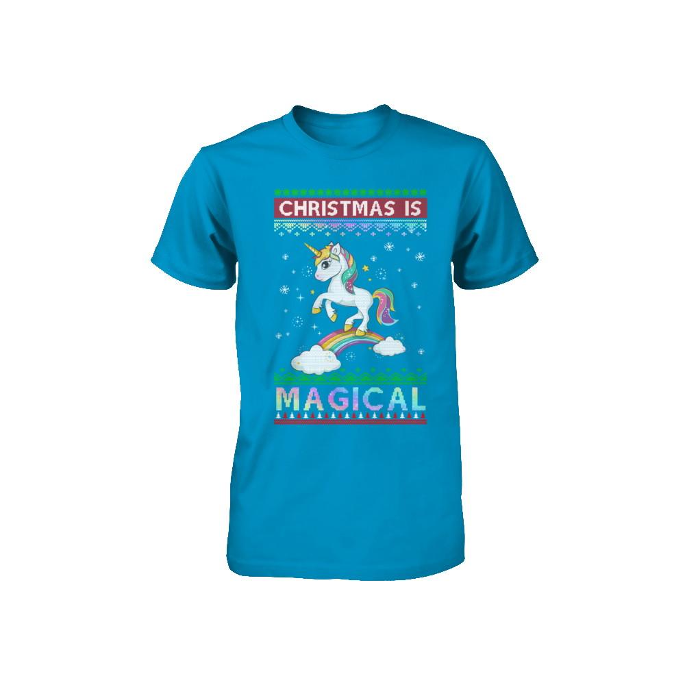 Christmas Is Magical Unicorn Ugly Christmas Sweater Youth-Youth Shirt-