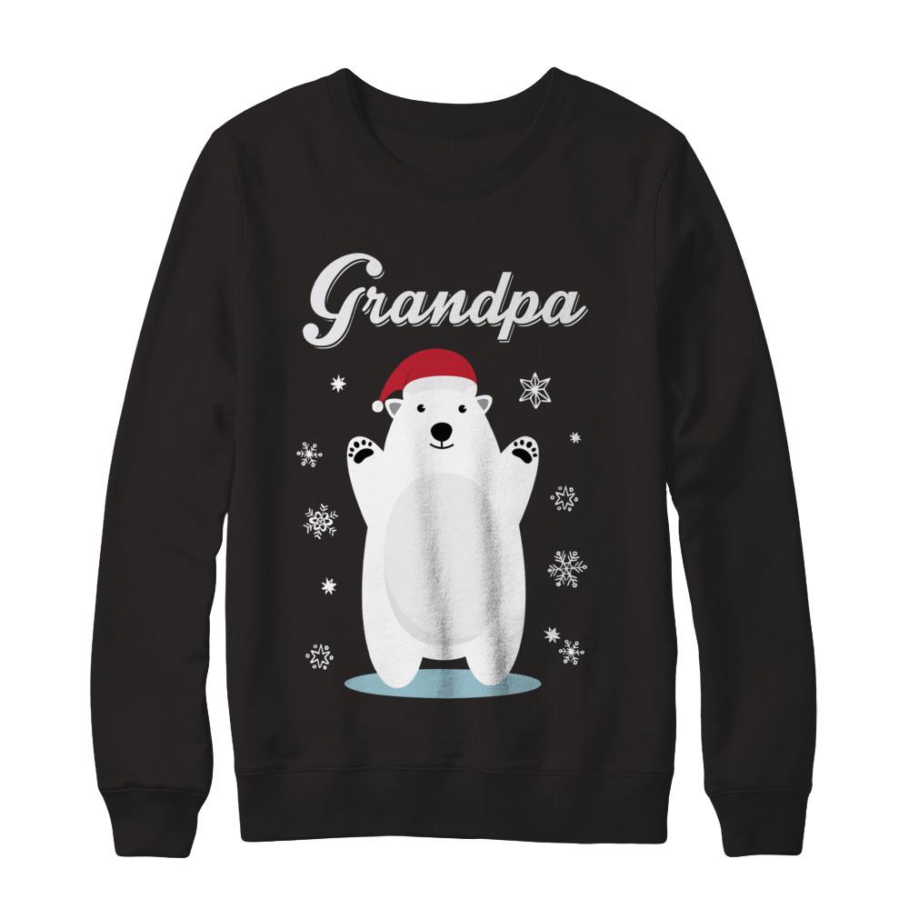 Grandpa Bear Christmas Santa Pajamas-T-Shirt & Sweatshirt-Crewneck Sweatshirt-Black