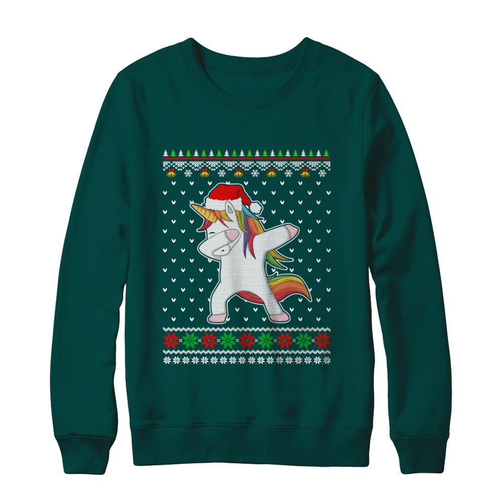 Dabbing Tangled Lights Ugly Christmas Sweater Girls-T-Shirt & Sweatshirt-Crewneck Sweatshirt-Deep Forest