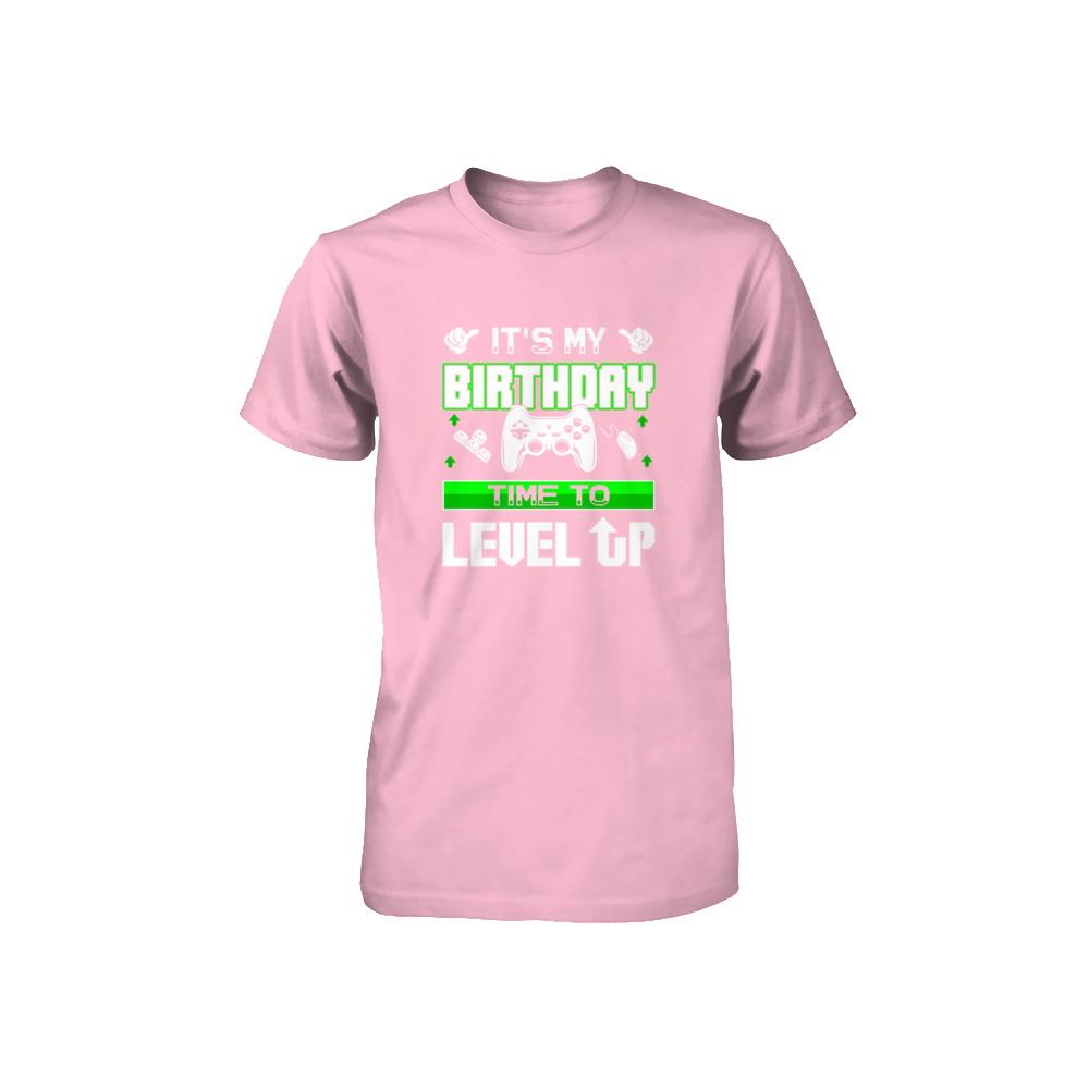 It's My Birthday Time To Level Up Youth-Youth Shirt-Youth T-Shirt-Neon Pink