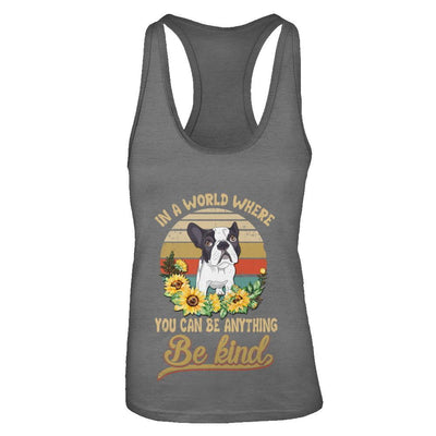 In A World Where You Can Be Anything Be Kind Bulldog Sunflow-T-Shirt & Tank Top-Women's Ideal Racerback Tank-Dark Grey