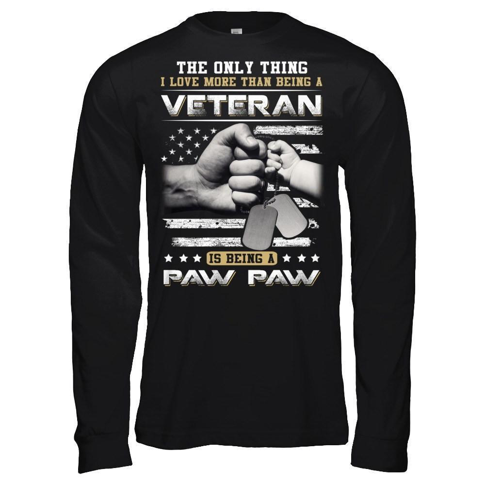 I Love More Than Being A Veteran Is Being A Paw Paw-T-Shirt & Hoodie-Long Sleeve T-Shirt-Black