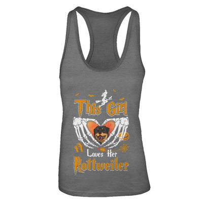 This Girl Love Her Dog Rottweiler Halloween-T-Shirt & Tank Top-Women's Ideal Racerback Tank-Dark Grey