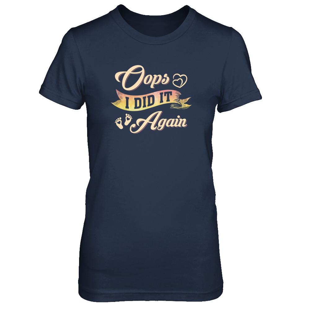 Oops I Did It Again Baby Feet Heart Pregnancy Bump-T-Shirt & Tank Top-Women's T-Shirt-Navy