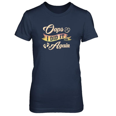 Oops I Did It Again Baby Feet Heart Pregnancy Bump-T-Shirt & Tank Top-Women's T-Shirt-Navy