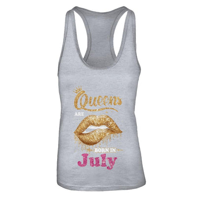 Lipstick Black Queens Are Born In July Birthday Gift-T-Shirt & Tank Top-Women's Ideal Racerback Tank-Heather Grey