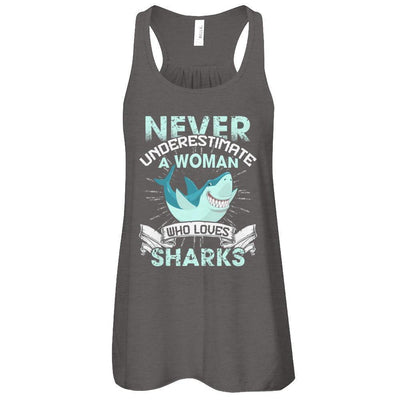 Never Underestimate A Woman Who Loves Shark-T-Shirt & Tank Top-
