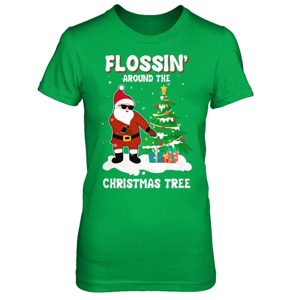 Flossin' Around The Christmas Tree Flossing Santa-T-Shirt & Hoodie-Women's T-Shirt-Irish Green