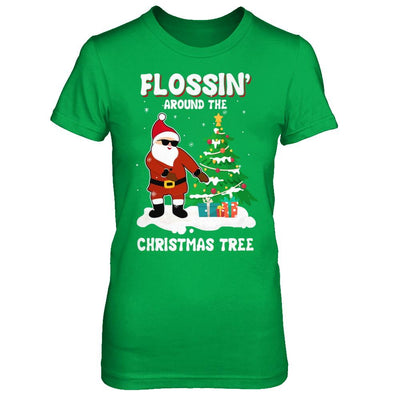 Flossin' Around The Christmas Tree Flossing Santa-T-Shirt & Hoodie-Women's T-Shirt-Irish Green