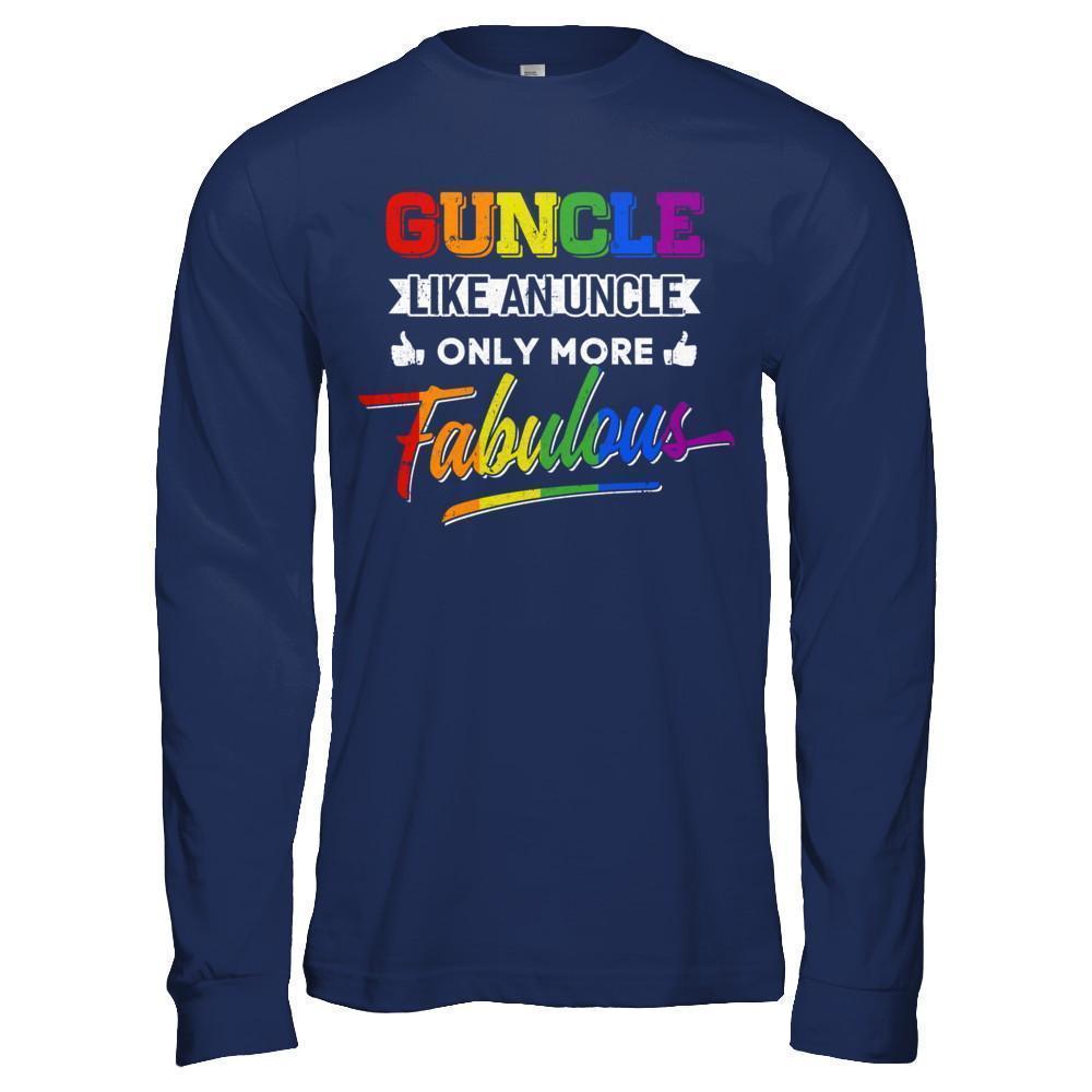 Guncle Gay Uncle More Fabulous Lgbt Rainbow-T-Shirt & Hoodie-Long Sleeve T-Shirt-Navy