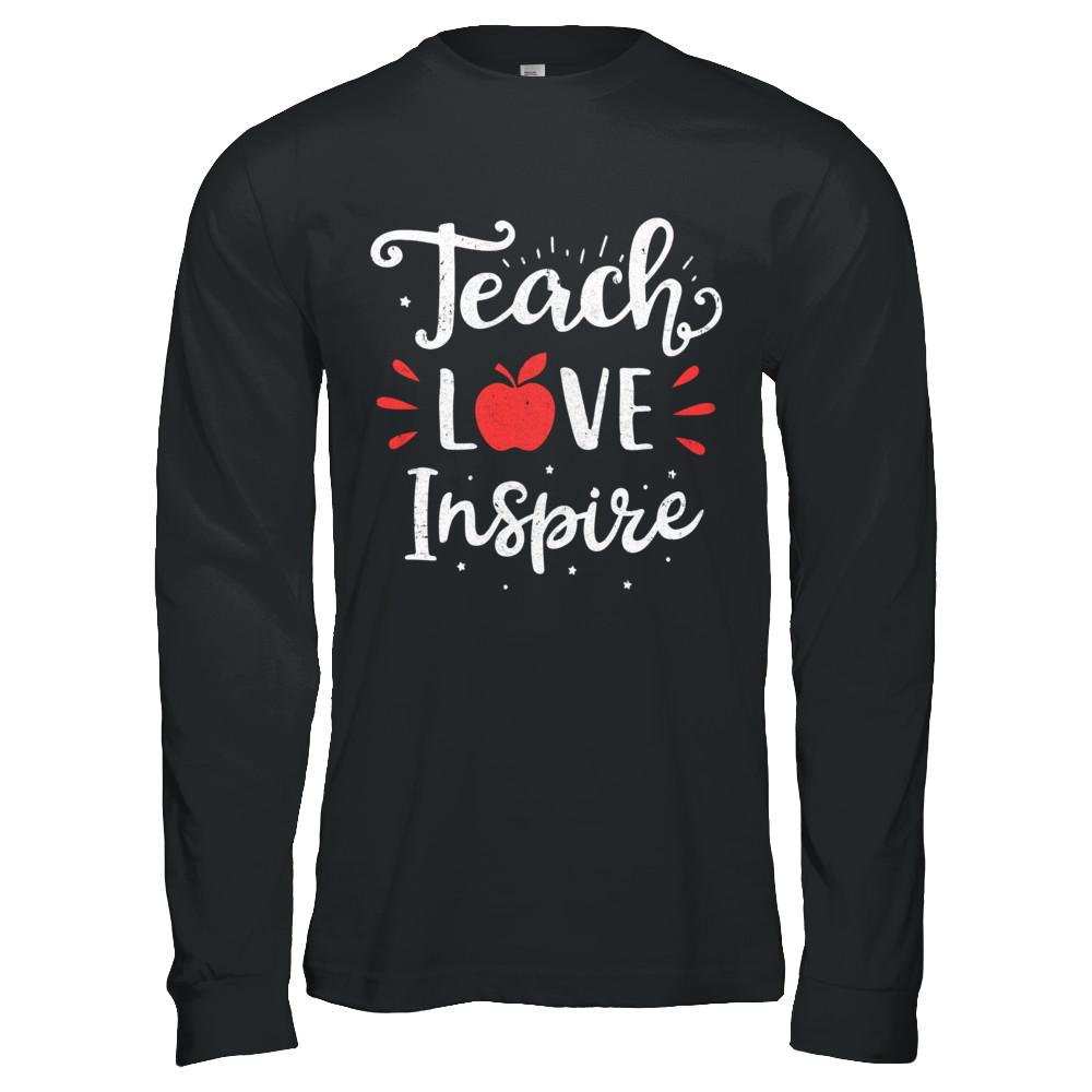Teach Love Inspire Teacher Gifts-T-Shirt & Hoodie-Long Sleeve T-Shirt-Black