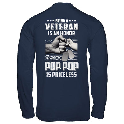 Being A Veteran Is An Honor Being A Pop Pop Is Priceless-T-Shirt & Hoodie-Long Sleeve T-Shirt-Navy