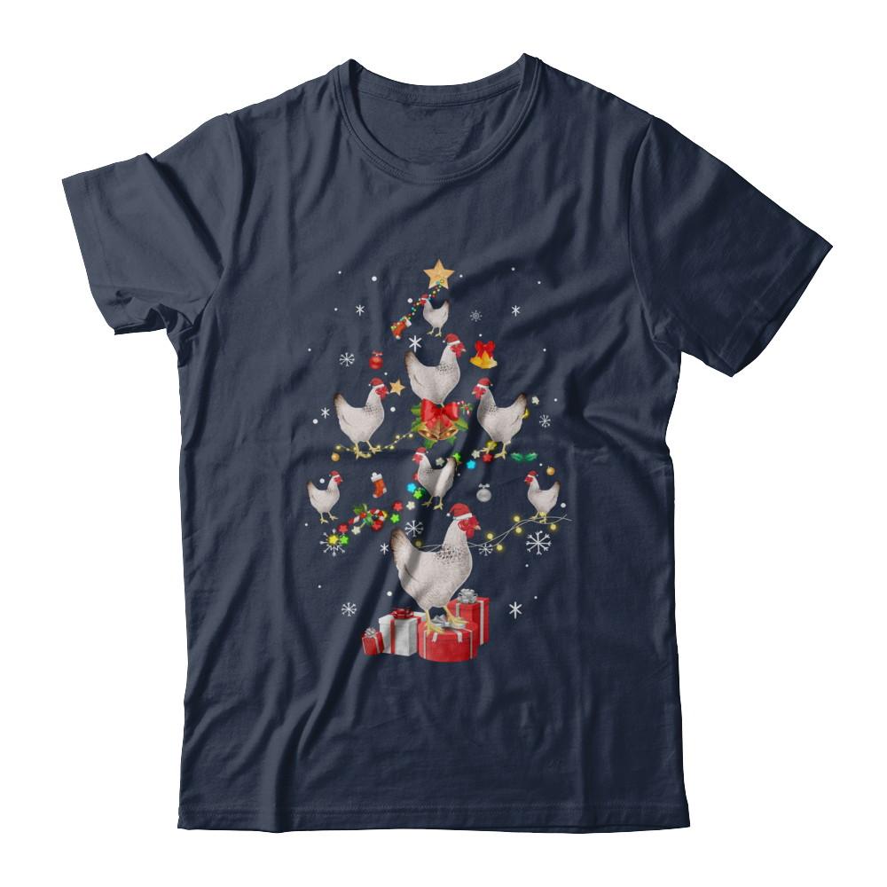 Farmer Chicken Christmas Tree Decor Xmas Gift-T-Shirt & Sweatshirt-Classic T-Shirt-Navy