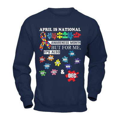 April Is National Autism Awareness Month-T-Shirt & Hoodie-Crewneck Sweatshirt-Navy