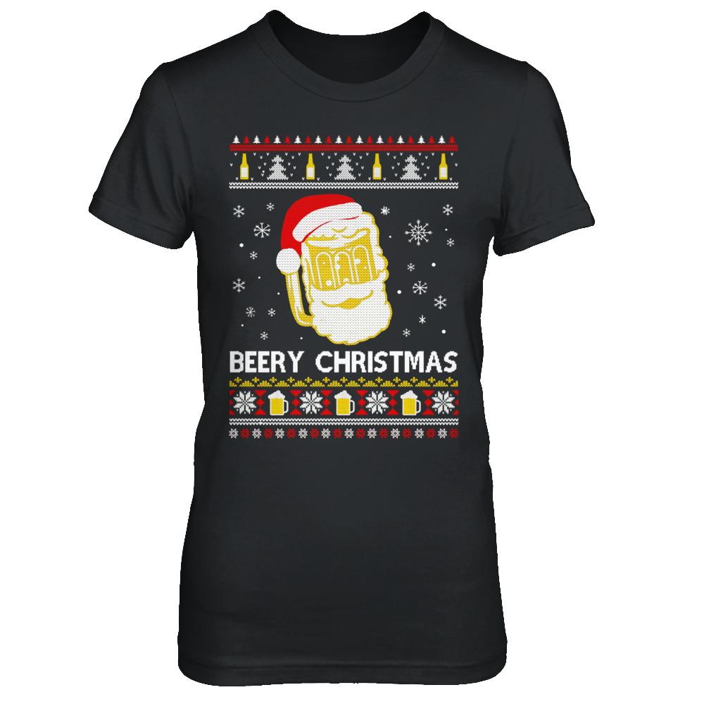 Beery Christmas Ugly Christmas Sweater Christmas Beer-T-Shirt & Sweatshirt-Women's T-Shirt-Black