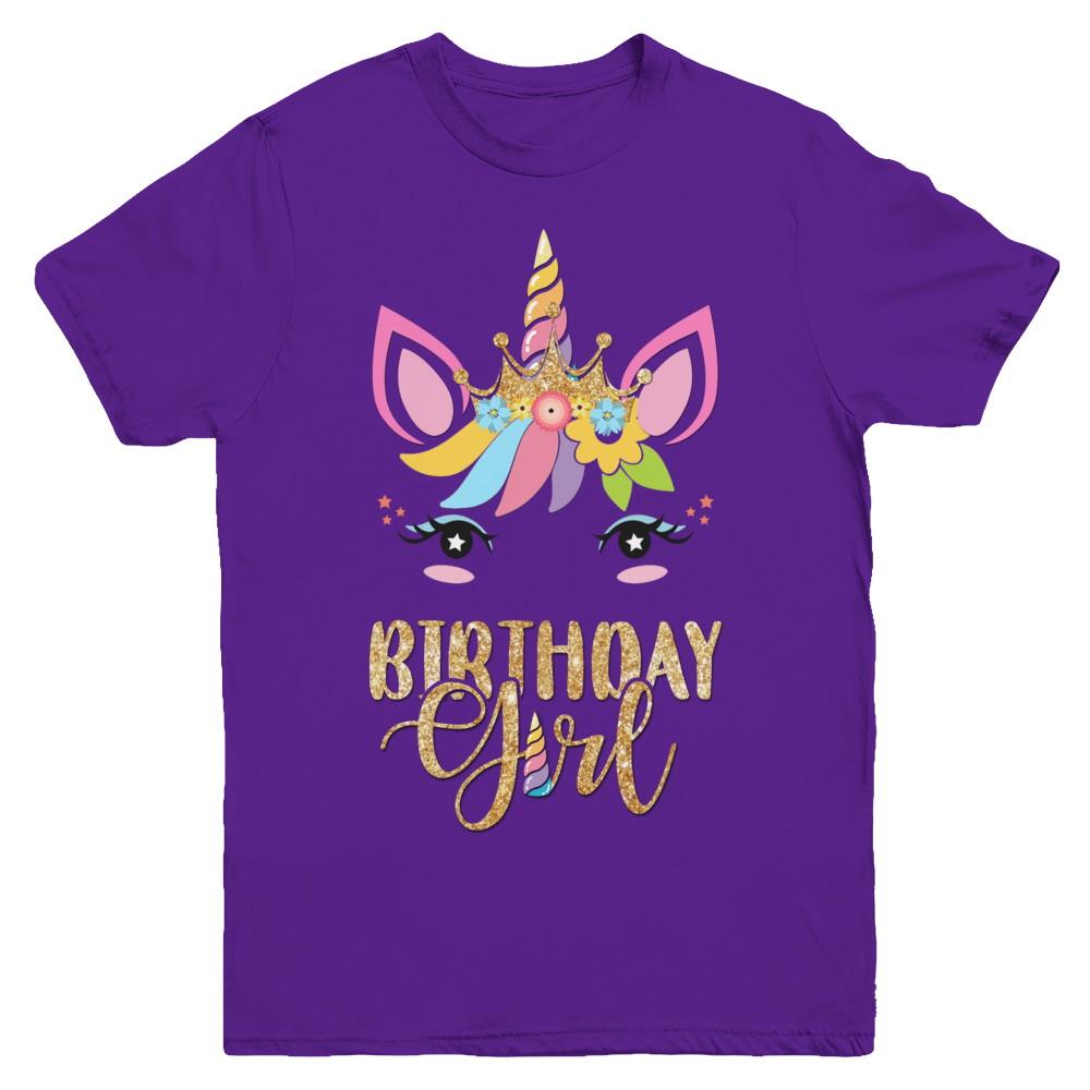 Cute Unicorn Girl Daughter Birthday Gift Youth-Youth Shirt-Youth T-Shirt-Purple
