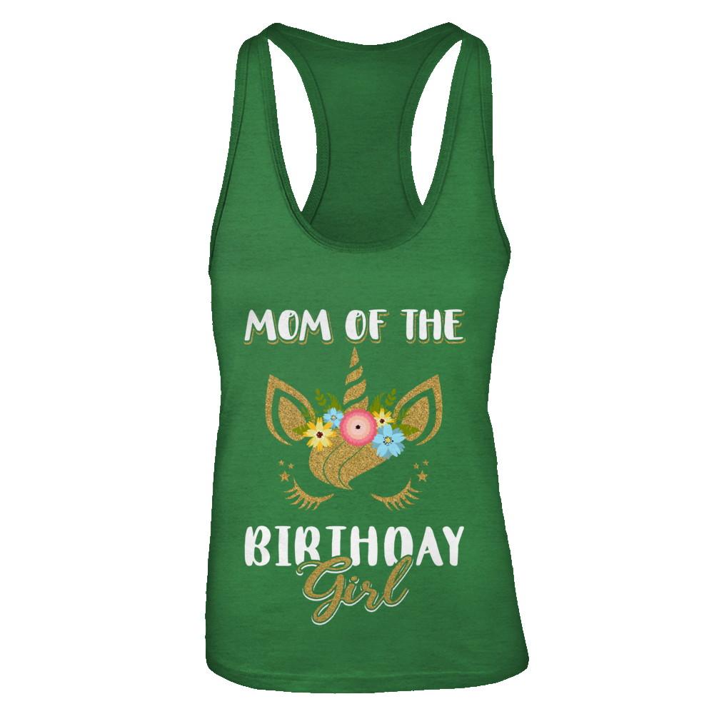 Cute Unicorn Mom Of The Birthday Girl-T-Shirt & Tank Top-Women's Ideal Racerback Tank-Kelly Green