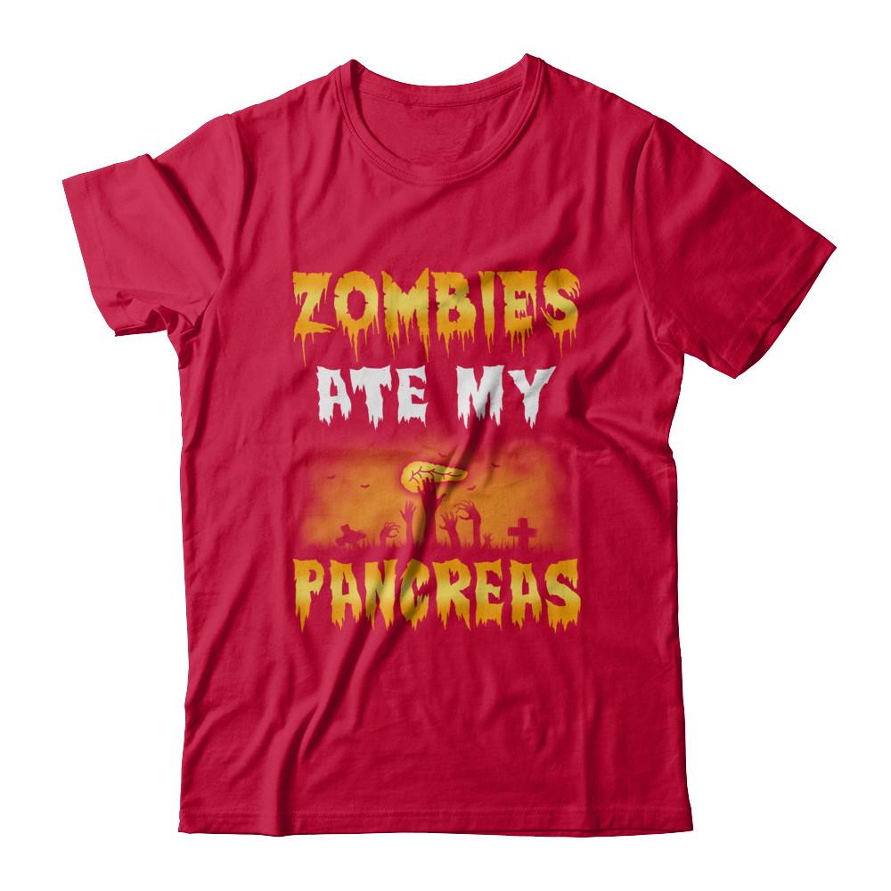 Zombies Ate My Pancreas Halloween Costume-T-Shirt & Hoodie-Classic T-Shirt-Red