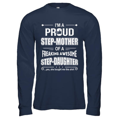 I'm A Proud Step-Mom Of Awesome Step-Daughter Mothers Day-T-Shirt & Hoodie-Long Sleeve T-Shirt-Navy