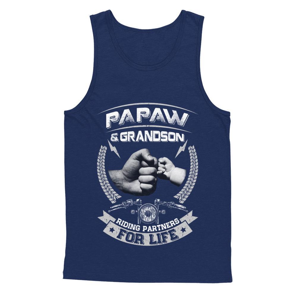 Motocross Papaw And Grandson Riding Partners For Life-T-Shirt & Hoodie-Unisex Tank-Navy