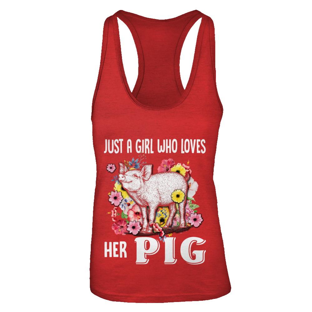 Just A Girl Who Loves Her Pig-T-Shirt & Tank Top-Women's Ideal Racerback Tank-Red