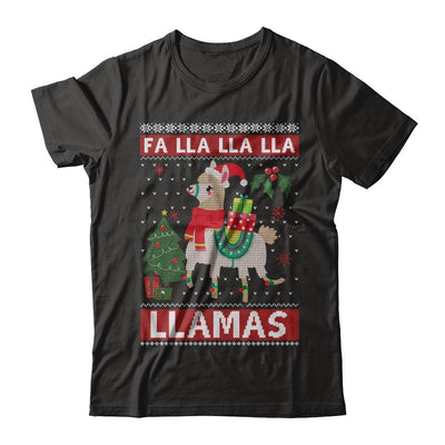 Fa Lla Lla Llama Christmas Singing Cute Ugly Sweater-T-Shirt & Sweatshirt-Premium T-Shirt-Black