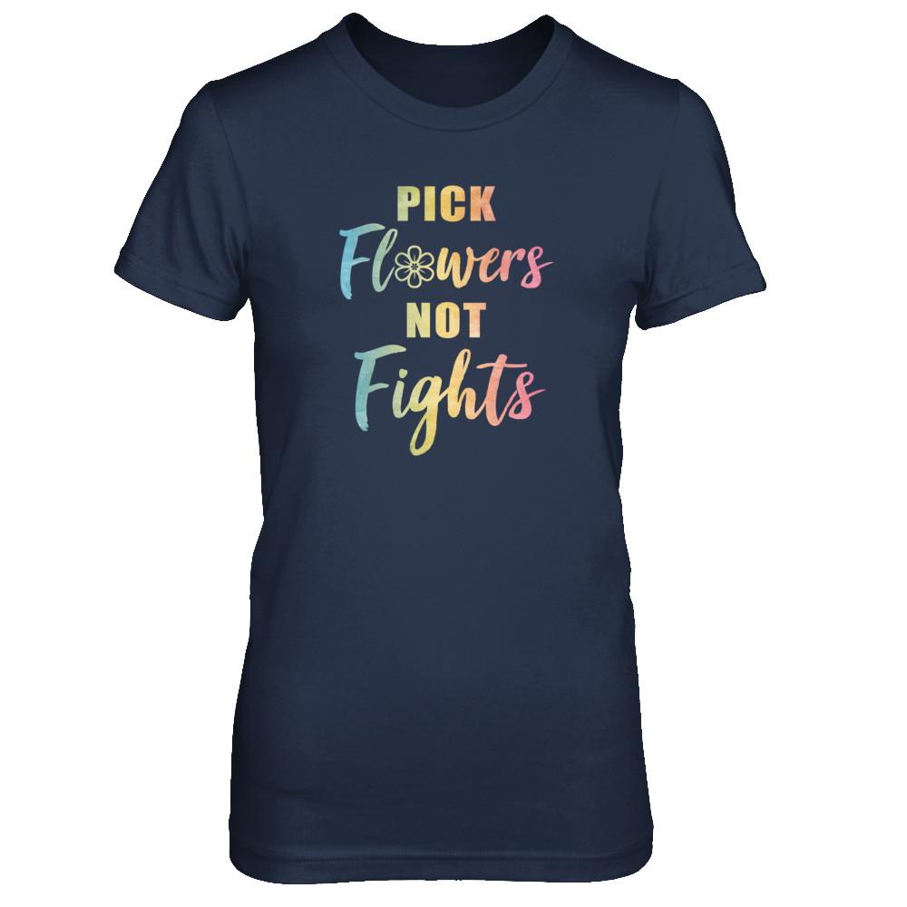 Pick Flowers Not Fights-T-Shirt & Tank Top-Women's T-Shirt-Navy
