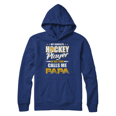 My Favorite Hockey Player Calls Me Papa Hockey-T-Shirt & Hoodie-Pullover Hoodie-Deep Royal