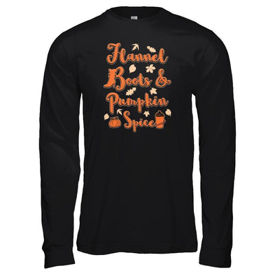 Flannel Boots And Pumpkin Spice Autumn-T-Shirt & Tank Top-Long Sleeve T-Shirt-Black