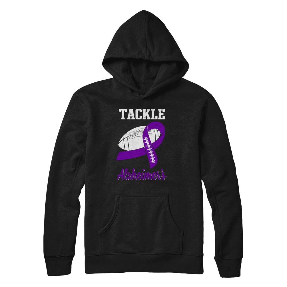 Football Survivor Tackle Purple Alzheimer's Awareness-T-Shirt & Hoodie-Pullover Hoodie-Black