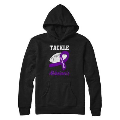 Football Survivor Tackle Purple Alzheimer's Awareness-T-Shirt & Hoodie-Pullover Hoodie-Black