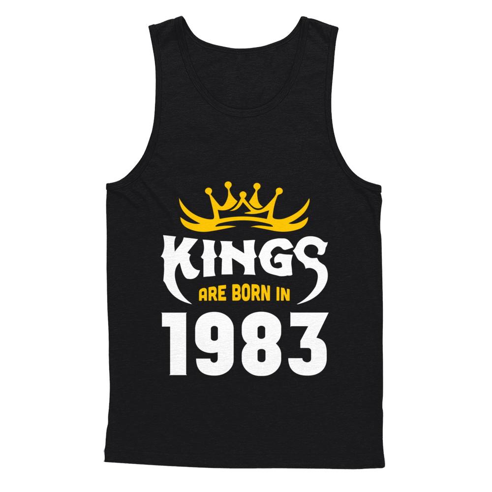 Kings Are Born In 1983 Birthday Gift-T-Shirt & Hoodie-Unisex Tank-Black